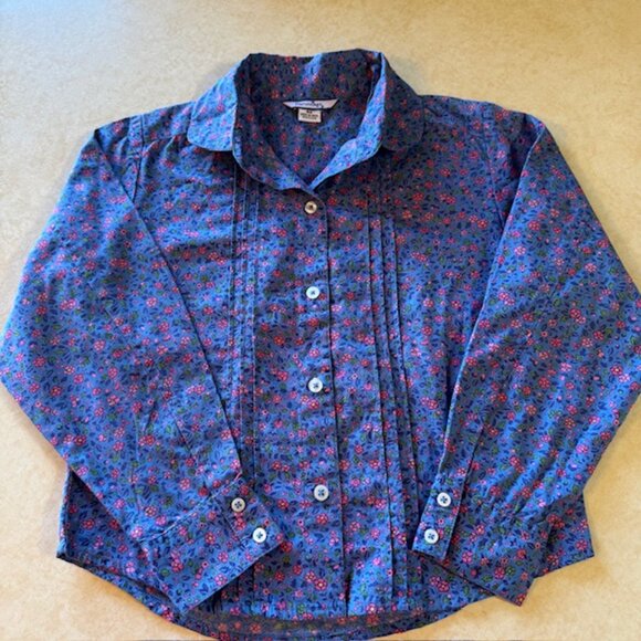 Hartstrings Blue Pink Floral Button Shirt sz 6X - Picture 9 of 9